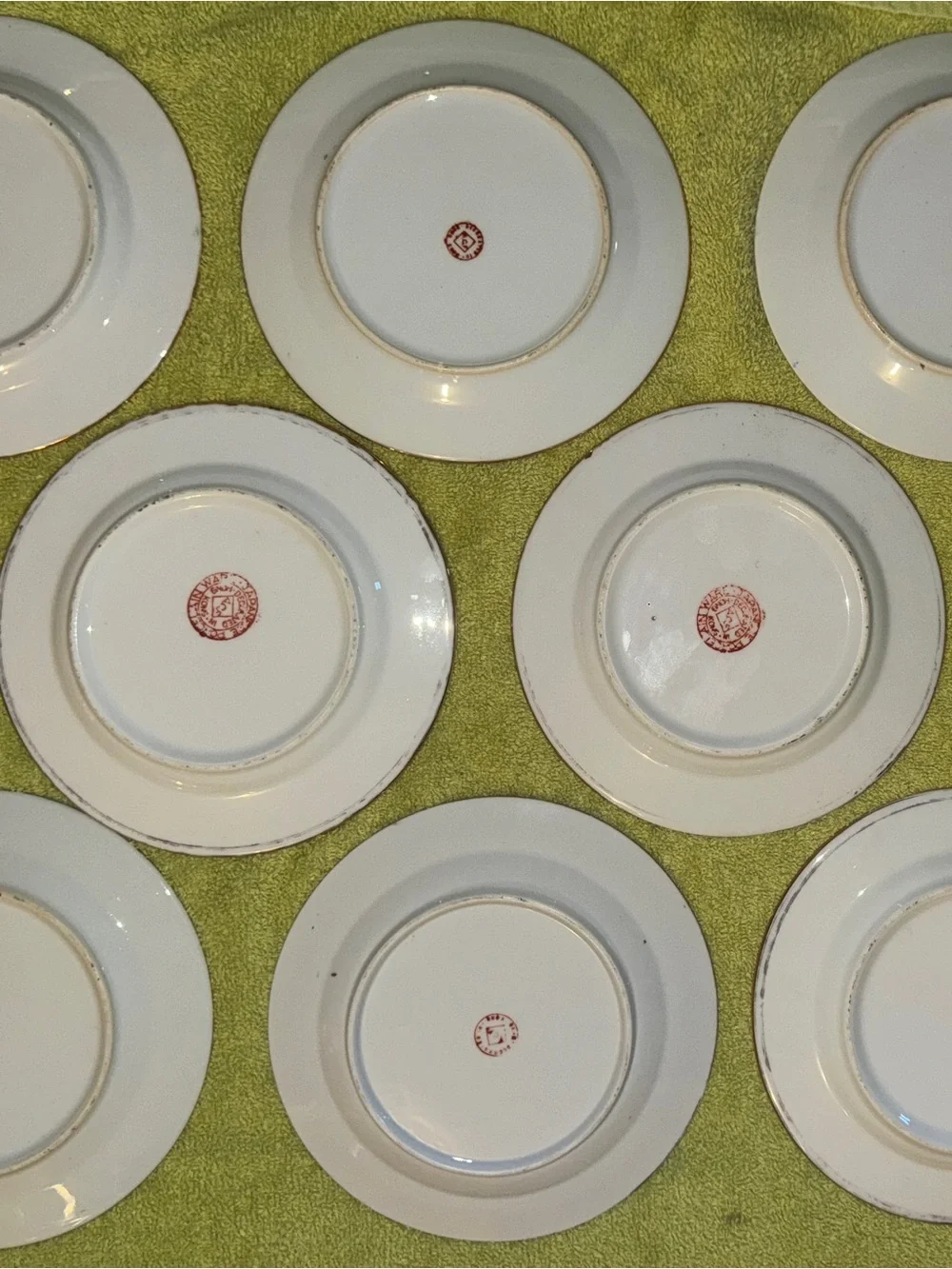 Vntg ACF Japanese Porcelain Plates in Hong Kong Famille Rose Floral Set of 18